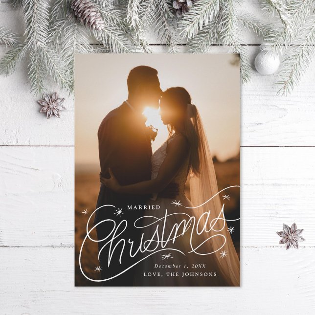 Married Christmas Hand-Lettering Photo Holiday Card (Creator Uploaded)