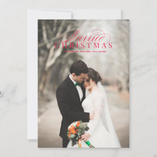 Married Christmas Newlywed Photo Card Red