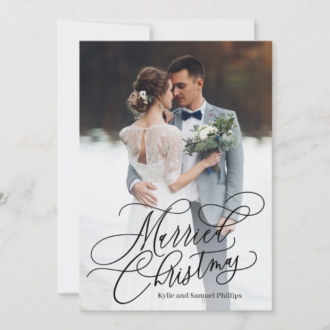 Married Christmas Newlywed Photo Holiday Card (Front)