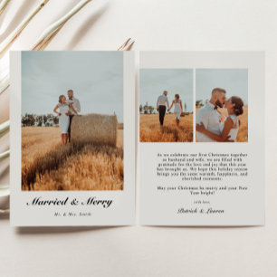 Married Christmas Newlywed Script Typography Photo Holiday Card