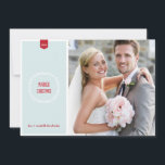 Married Christmas | Newlyweds Holiday Photo Card<br><div class="desc">This adorable,  elegant holiday photo card is perfect for newlyweds! The design features a pretty white wreath,  a light blue background,  festive red lettering,  and room for your favourite wedding photo.</div>