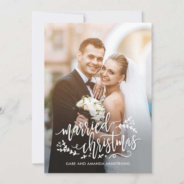Married Christmas Newlyweds Holiday Photo Card (Front)