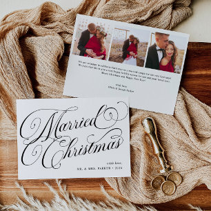 Married Christmas   Photo Grid and Calligraphy Holiday Card