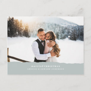 Married Christmas torn paper wedding announcement Postcard