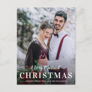 MARRIED CHRISTMAS | trendy script christmas Postcard