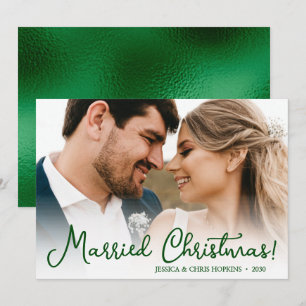 Married Christmas Wedding Photo Holiday Card