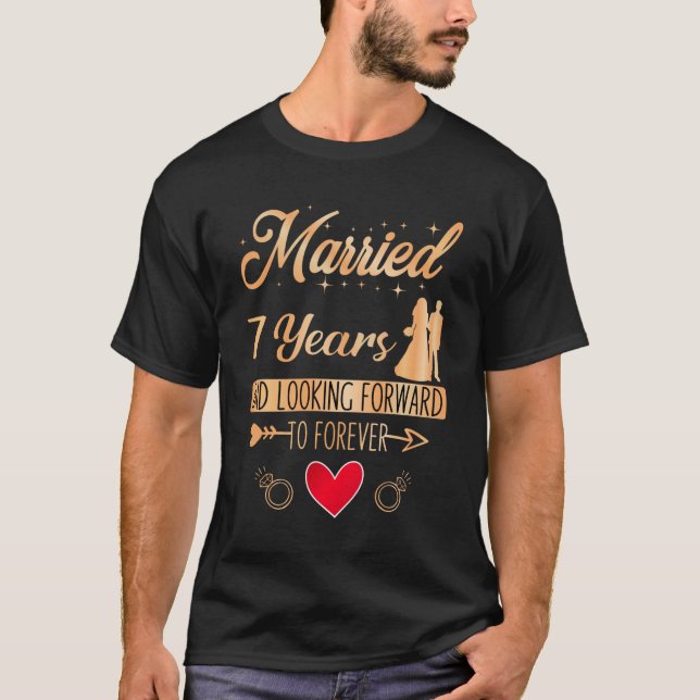 Married couple 7 Year Wedding Anniversary T-Shirt (Front)