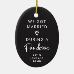 Married During a Pandemic Charcoal Photo Back Ceramic Ornament