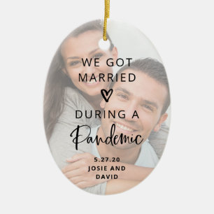 Married During a Pandemic   Two Photo Keepsake Ceramic Ornament