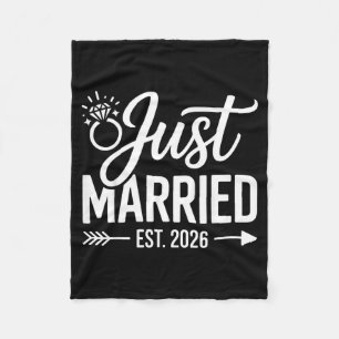 Married Est 2026 Wedding Wife Mr Mrs Bride Groom 8 Fleece Blanket