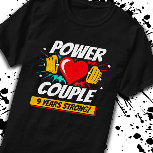 Married Fitness Couple - 9th Wedding Anniversary T-Shirt