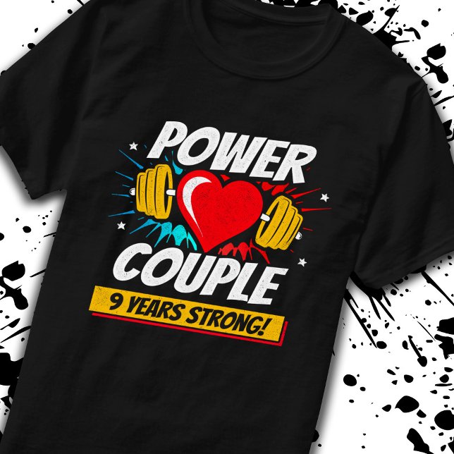 Married Fitness Couple - 9th Wedding Anniversary T-Shirt (Creator Uploaded)