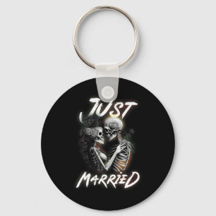 Married Halloween Skeleton Bride And Groom Wedding Key Ring