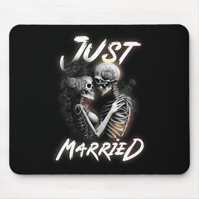 Married Halloween Skeleton Bride And Groom Wedding Mouse Pad (Front)