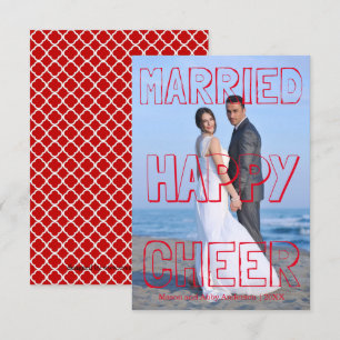 Married Happy Cheer Red Block-3x5 Christmas Card