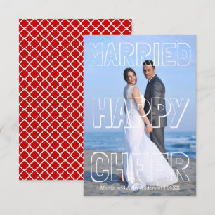 Married Happy Cheer White Block-3x5 Christmas Card