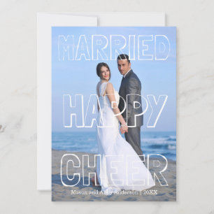 Married Happy Cheer White Block - Christmas Card