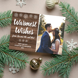 Married Happy Holidays Merry Christmas Photo Holiday Card
