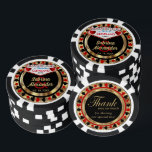 Married in (Add Your City and State) Poker Chips<br><div class="desc">Casino style Poker Chips. Wedding in (Add Your City and State). Featuring deep red, gold and black design ready for you to personalise. Makes a great party favour keepsake for your guests. More colours are available. ✔Note: Not all template areas need changed. 📌If you need further customisation, please click the...</div>