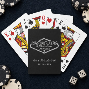 Married in Fabulous Las Vegas Black Silver Playing Cards