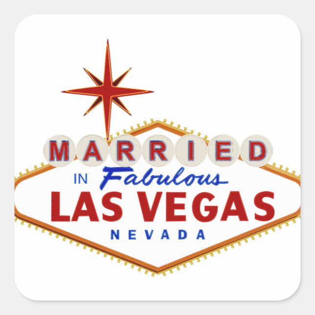 Married in Fabulous Las Vegas, Nevada neon sign Square Sticker (Front)