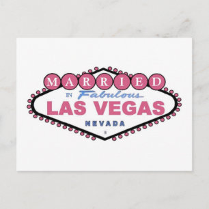 MARRIED In Fabulous Las Vegas PINK Postcard