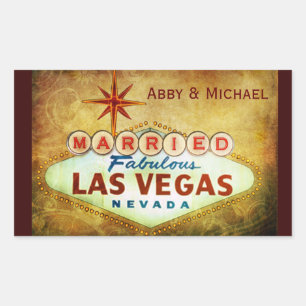 Married in Fabulous LAS VEGAS Rectangular Sticker