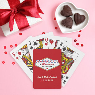Married in Fabulous Las Vegas Red Playing Cards