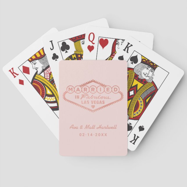 Married in Fabulous Las Vegas Rose Gold Wedding Playing Cards (Back)