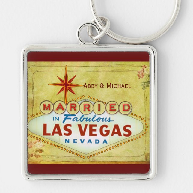 Married in Fabulous Las Vegas - Vintage Key Ring (Front)