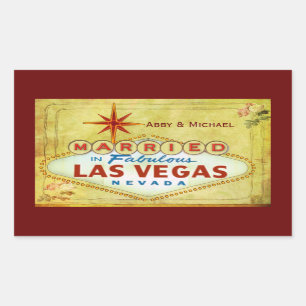 Married in Fabulous Las Vegas - Vintage Rectangular Sticker