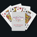 Married in Fabulous Las Vegas Wedding Monogram Playing Cards<br><div class="desc">These unique and fun custom "Married in Fabulous Las Vegas" wedding favour playing cards feature a monogram of the bride and groom's names and wedding dates and a platinum grey background. Black,  red,  blue,  yellow,  and grey design colours.</div>