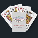 Married in Fabulous Las Vegas Wedding Monogram Playing Cards<br><div class="desc">These unique and fun custom "Married in Fabulous Las Vegas" wedding favour playing cards feature a monogram of the bride and groom's names and wedding dates and a platinum grey background. Black,  red,  blue,  yellow,  and grey design colours.</div>