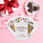 Married in Fabulous Las Vegas Wedding Monogram Playing Cards<br><div class="desc">Custom "Married in Fabulous Las Vegas" wedding favour playing cards feature a monogram of the bride and groom's names and wedding dates and heart patterned background. Black,  red,  blue,  yellow,  and grey design colours.</div>