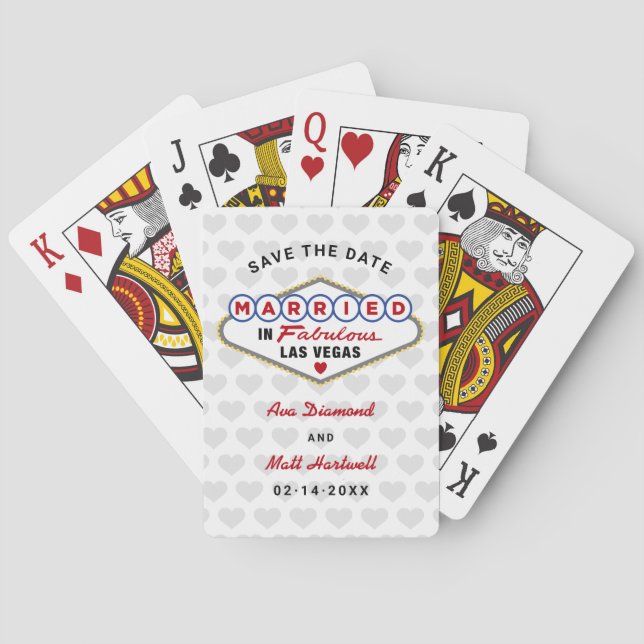 Married in Fabulous Vegas Wedding Save the Date Playing Cards (Back)