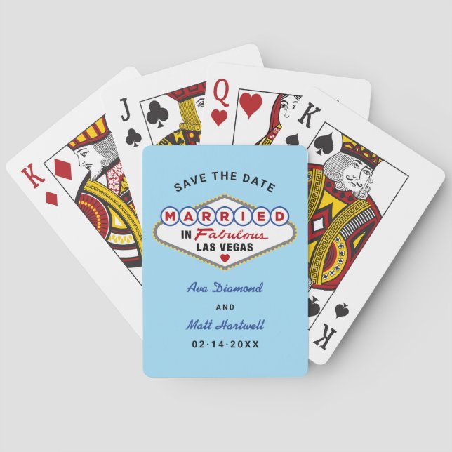 Married in Fabulous Vegas Wedding Save the Date Playing Cards (Back)