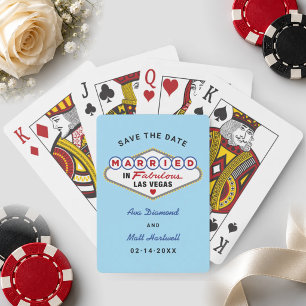 Married in Las Vegas Blue Save the Date Playing Cards