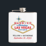 MARRIED IN LAS VEGAS Flask Bridal Party Gift<br><div class="desc">Many colour choices available for this design. If you need RSVP cards, enclosure cards, map cards, reception cards, or any other product matching this design, reach out to me. I'm happy to create any product you like to match this design. I can match your colour scheme or the colour of...</div>