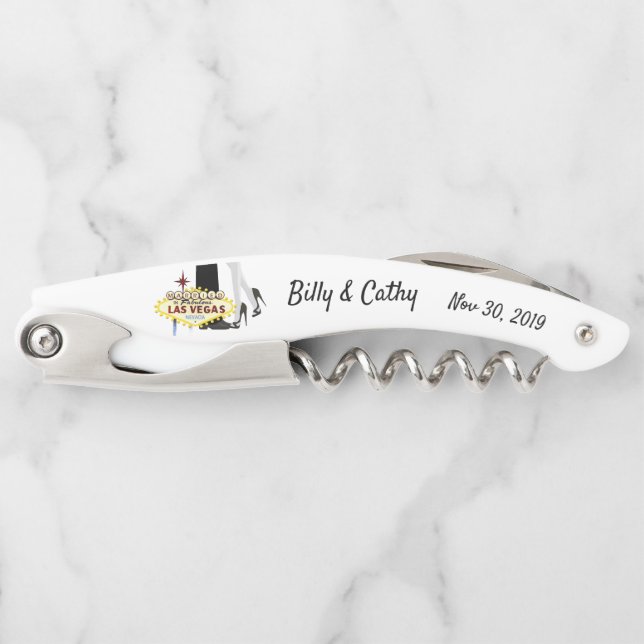 Married in Las Vegas Keepsake Corkscrew, White Corkscrew (Front)