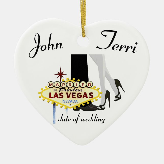 Married in Las Vegas Personalized Ceramic Ornament (Front)
