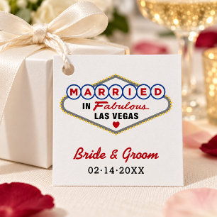 Married in Las Vegas Red Monogram Wedding Favour Tags