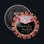 Married in Las Vegas Style - Dark Pink Bottle Opener<br><div class="desc">Bottle Opener. Featured in a married in Las Vegas style design with a dark pink and faux gold metallic look ready for you to personalise. More colours are available. 📌If you need further customisation, please click the "Click to Customise further" or "Customise or Edit Design"button and use our design tool...</div>