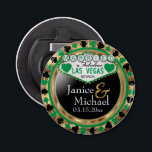 Married in Las Vegas Style - Green Bottle Opener<br><div class="desc">Bottle Opener. Featured in a married in Las Vegas style design with a green and faux gold metallic look ready for you to personalise. More colours are available. 📌If you need further customisation, please click the "Click to Customise further" or "Customise or Edit Design"button and use our design tool to...</div>