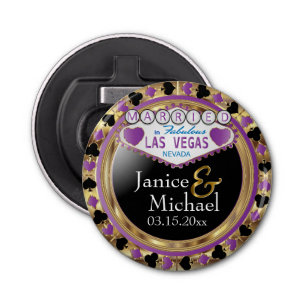 Married in Las Vegas Style - Purple Bottle Opener