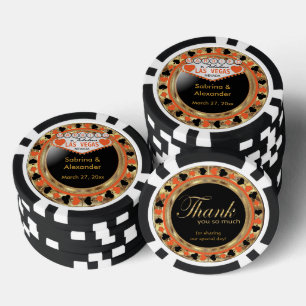 Married in Las Vegas - Thank You   Orange Poker Chips