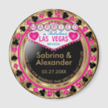 Married in Las Vegas - Thank You - Pink  Magnet<br><div class="desc">Casino style Magnet. Married in Las Vegas thank you for sharing this special day with us featured in a pink, gold and black design. Makes a great party favour keepsake for the guest of honour or your guest. More colours are available. ✔Note: Not all template areas need changed. 📌If you...</div>