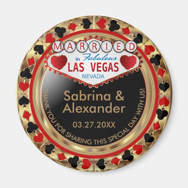 Married in Las Vegas - Thank You - Red Magnet (Front)