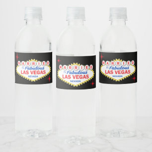 Married in Las Vegas Wedding Reception Water Bottle Label