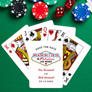 Married in Las Vegas White Save the Date Playing Cards