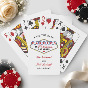 Married in Las Vegas White Save the Date Playing Cards